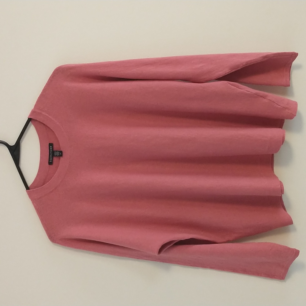 Eileen Fisher Organic Linen Blend Long Sleeve Top Sweater Small